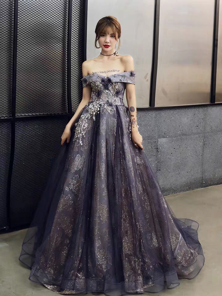 One-shoulder toast clothing 2019 new banquet bride wedding host evening dress actress empty gradient skirt dream