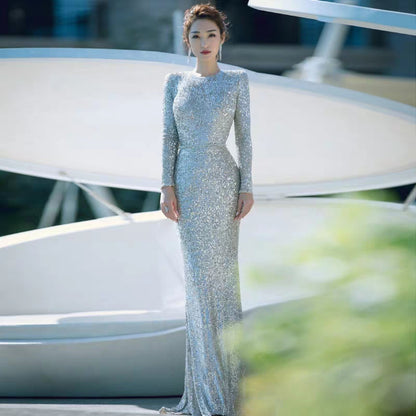 Elegant evening dress female new high-end bride toast clothing banquet long birthday party dress