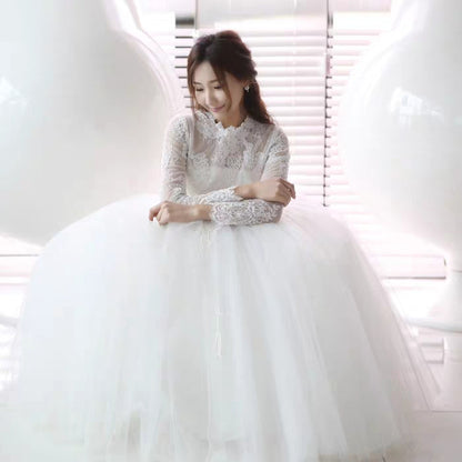 Angel's wedding dress Super Fairy Dream Sen Princess Bride Short Long-sleeved wedding dress skirt wholesale 313