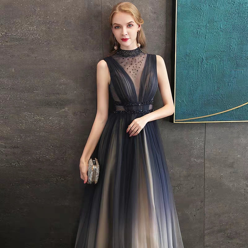 Banquet evening dress female new noble temperament gradient dress skirt high-end elegant atmosphere host dress