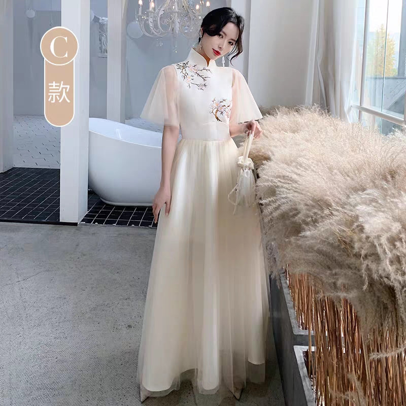 Chinese bridal dress 2019 new winter long parachute County Chinese wind tense group wedding evening dress