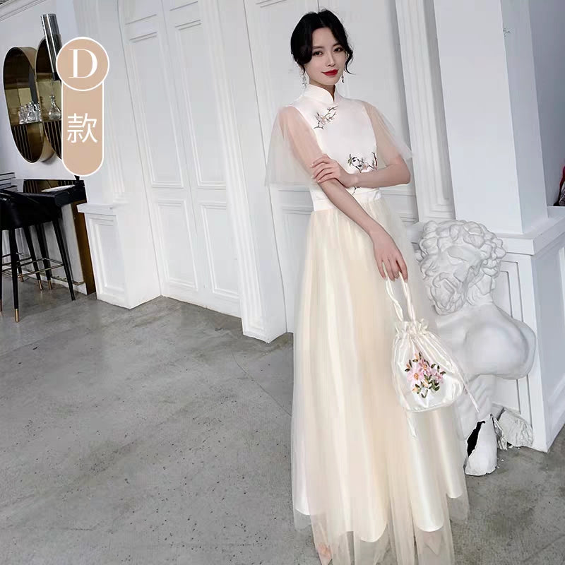 Chinese bridal dress 2019 new winter long parachute County Chinese wind tense group wedding evening dress