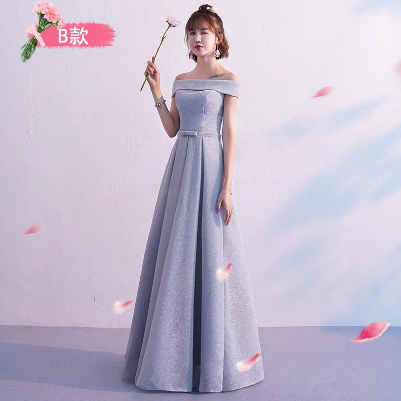 Bridesmaid dress 2019 new Korean gray bridesmaid skirt female sisters head section slim wedding evening dress autumn