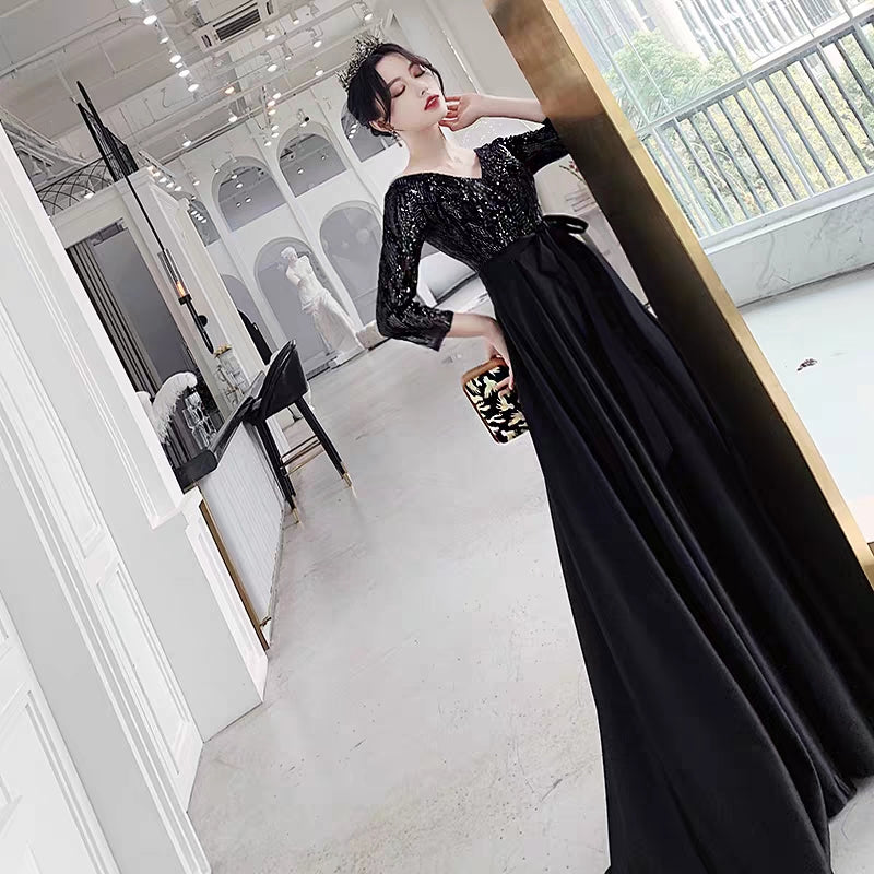 Small evening dress skirt female banquet temperament can usually wear French modern elegant Hepburn annual high-quality long skirt