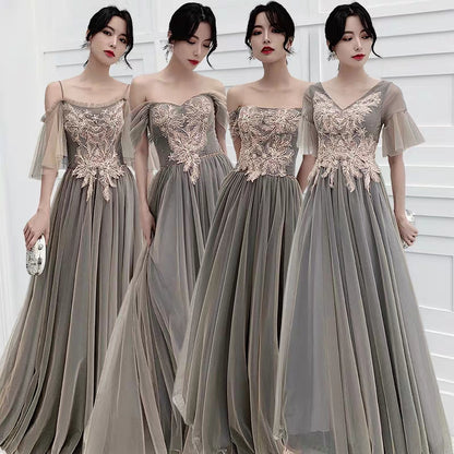 Sister group bridesmaid dressing with the same paragraph temperament 2019 new winter slim long paragraph usually wear dress female