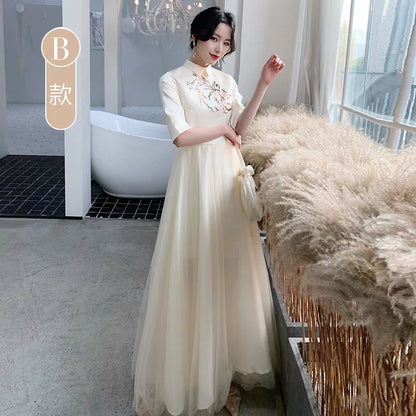 Chinese bridal dress 2019 new winter long parachute County Chinese wind tense group wedding evening dress