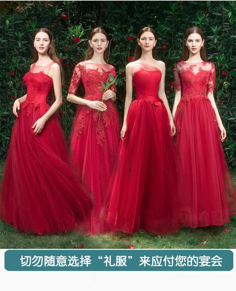 Toast clothing bride 2019 spring models get married new red wedding dress back to autumn clothes long fairy line