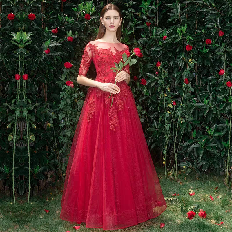 Toast clothing bride 2019 spring models get married new red wedding dress back to autumn clothes long fairy line