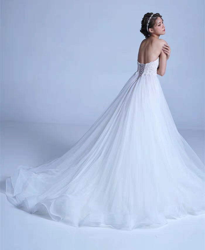 Mori light wedding dress new simple bra high waist thin wedding dress lawn brigade pat beach skirt drag tail