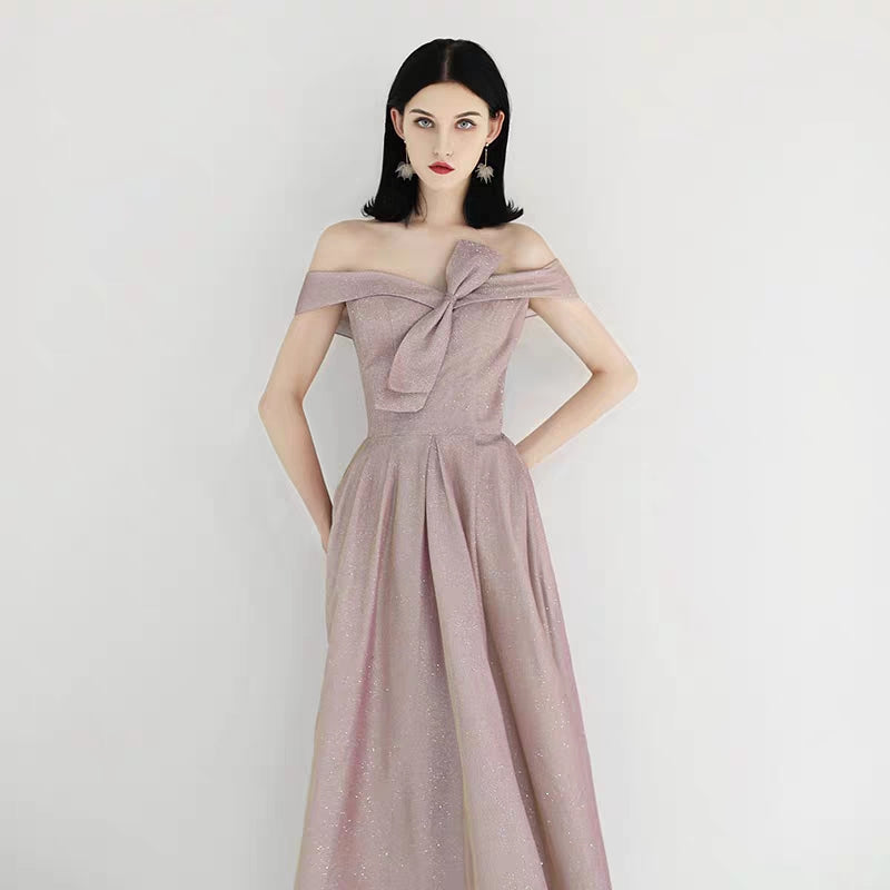 Evening dress new simple generous engagement dress starry pink fairy high-end atmosphere elegant