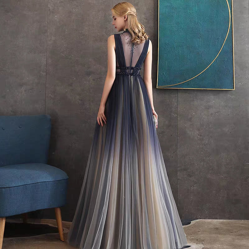 Banquet evening dress female new noble temperament gradient dress skirt high-end elegant atmosphere host dress