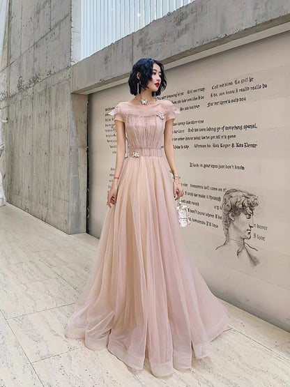 One-shoulder dress female 2019 new fairy line long banquet noble temperament fairy princess dream evening dress
