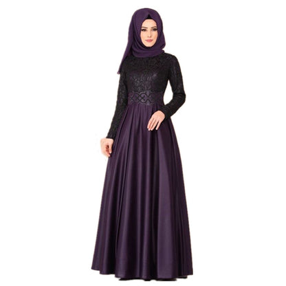 Women Muslim Lace Long Dress Muslimah Maxi Dresses, muslim bridesmaid, baju raya