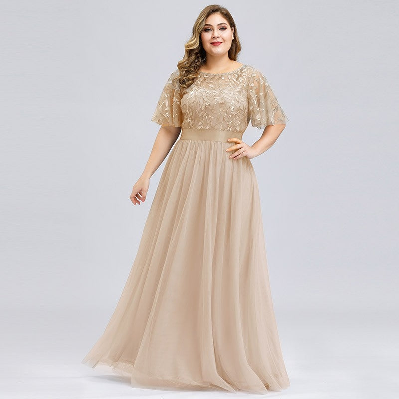 Ever Pretty Plus Size Dress Elegant Sequin Evening Dress Maxi Tulle Formal Gown Party Prom Dress 0904