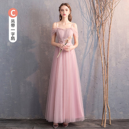 Wedding bridesmaid dress pink dress birthday dress playing piano dress Annual grey dress host maxidress dinner