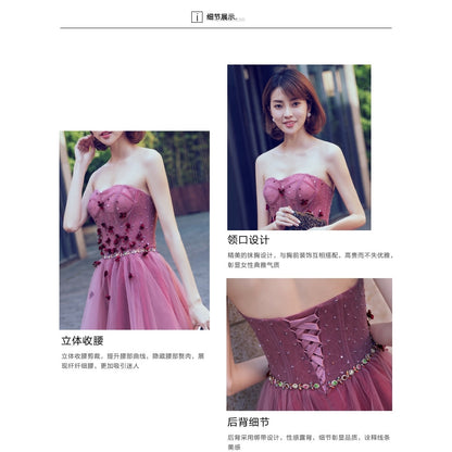 banquet evening dress female short elegant wedding bridal toast dress