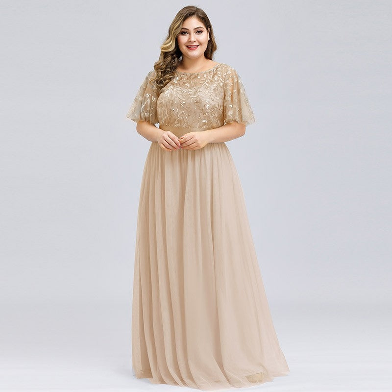 Ever Pretty Plus Size Dress Elegant Sequin Evening Dress Maxi Tulle Formal Gown Party Prom Dress 0904
