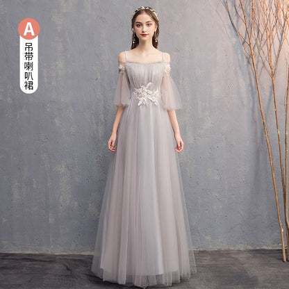 Wedding bridesmaid dress pink dress birthday dress playing piano dress Annual grey dress host maxidress dinner