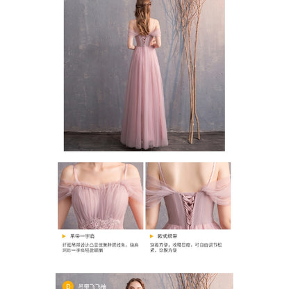 Wedding bridesmaid dress pink dress birthday dress playing piano dress Annual grey dress host maxidress dinner