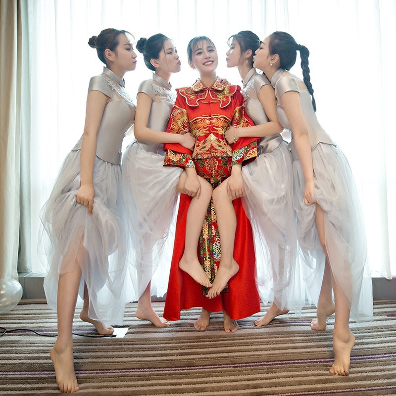 Girlfriend Dresses Wedding Bridesmaid Dress Sisters Chinese Style Full – Ame_handmadesg