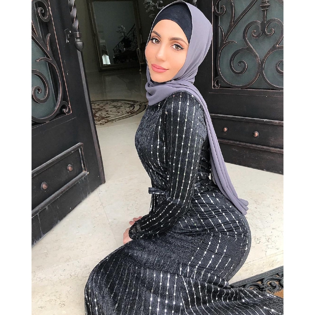 Sequin dress muslimah sale