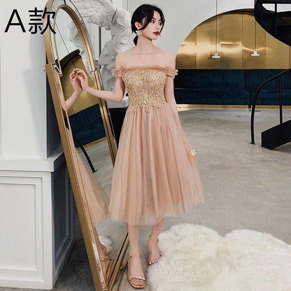 Women's bridesmaid dress temperament medium length wedding