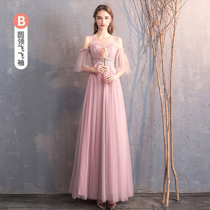 Wedding bridesmaid dress pink dress birthday dress playing piano dress Annual grey dress host maxidress dinner