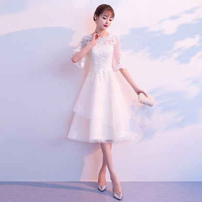 Women White Long Gown Host Dress Birthday Party Dancing Bridle Evenging Gown Model Dress Bridesmaid