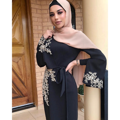 Women's Muslimah Jubah Long Dress Flower Embroidery Muslim Robe, muslim bridesmaid dress, baju raya