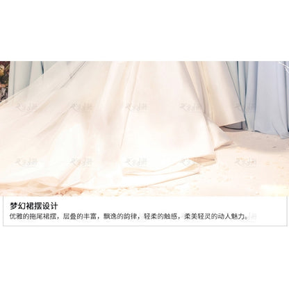 Zhang Sweet With The New Satin Host Wedding Dress Simple Word Shoulder Long
