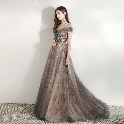 Banquet evening dress female new host party long dress looks thin and expensive, hand made and luxurious
