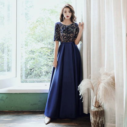 New Blue Birthday Party Dress Long Host Dinner Evening Dress Thin Wome Ame_handmadesg New Blue Birthday Party Dress Long Host Dinner Evening Dress Thin Wome Ame_handmadesg