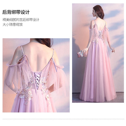 New High-End Luxurious Pink Long host noble temperament annual party evening dress skirt
