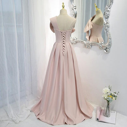 Pink evening dress female famous temperament elegant birthday party dress light luxury high-end fashion high-quality texture