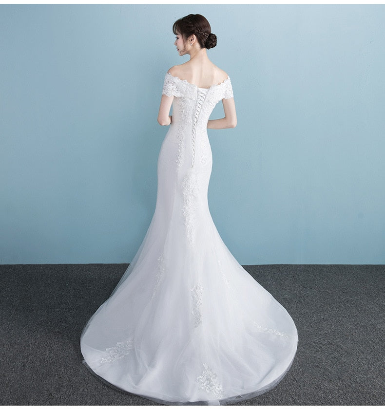 New Illusion Vestido De Noiva White Backless Lace Mermaid Wedding Dress Cap Sleeve Wedding Gown Bride Dress