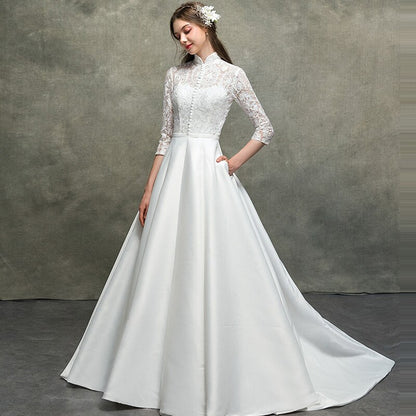 Boho Robe De Mariee Vestido Novia Wedding Dress lace applique long sleeve Robe De Soiree Simple bridal wedding dress gown