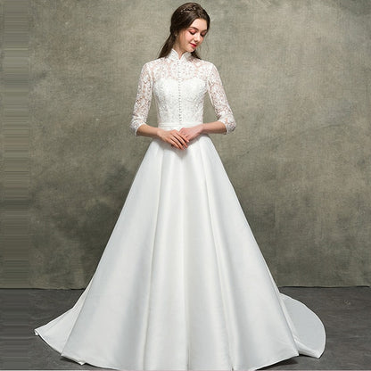 Boho Robe De Mariee Vestido Novia Wedding Dress lace applique long sleeve Robe De Soiree Simple bridal wedding dress gown