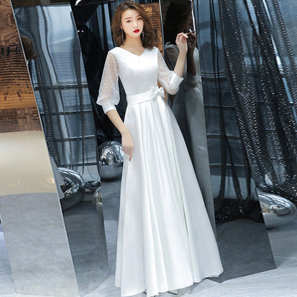 White Slim Dress Chinese Oriental V-neck Wedding Women Sexy Short Cheongsam Evening Dress Elegant Princess Dresses Modern Qipao