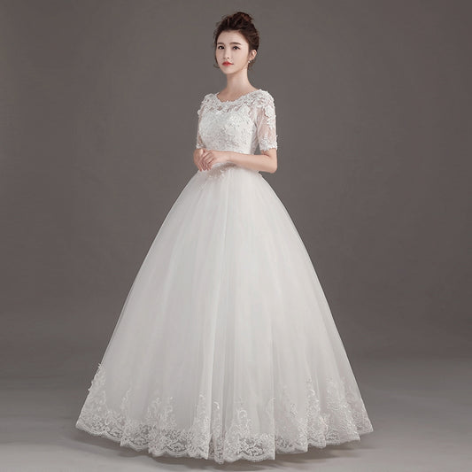 White wedding dress new bride wedding dress Korean version out of the yarn light wedding dress sen system super fairy show thin.