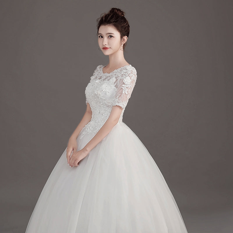 Korean-style Square Collar Satin Light Wedding Dress White Simple  Long-sleeved Wedding Dress 2023 Lace Up Soft Stain Evening Dre - AliExpress