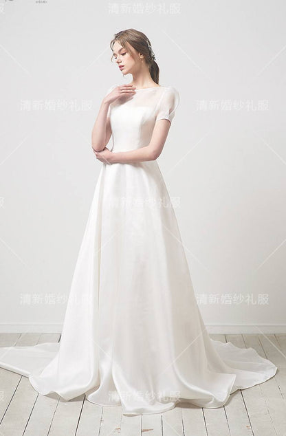 Elegant style fairy fan gentle light wedding temperament simple atmosphere bride wedding drag autumn and winter new beauty.