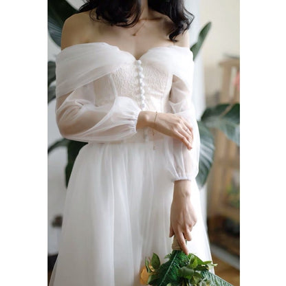 New light wedding dress go out yarn dream simple travel shoot bride wedding dress thin super Xiansen wedding dress