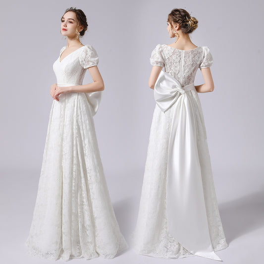 new bubble sleeve lace dress light wedding dress out of the yarn hotel welcome yarn
