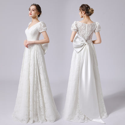 Puff-Sleeve Lace ROM Gown