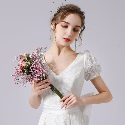 Puff-Sleeve Lace ROM Gown