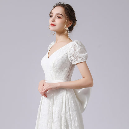 Puff-Sleeve Lace ROM Gown